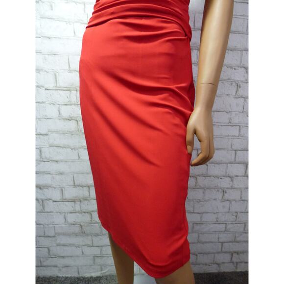 $695 MaxMara Siren Red Ruched Vneck Jersey Lusso Sheath Dress 42 US 8 NEW - Picture 11 of 16